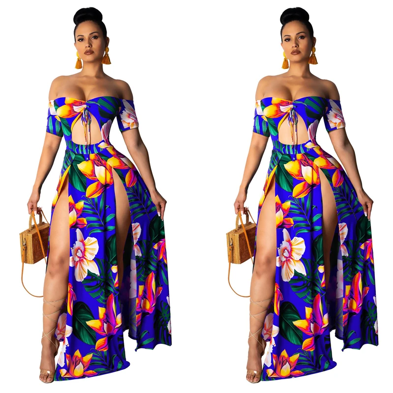 Модное женское летнее длинное пляжное платье с цветочным принтом, вечерние платья, сарафан, уникальный дизайн, сексуальное свободное платье для отдыха в гавайском стиле