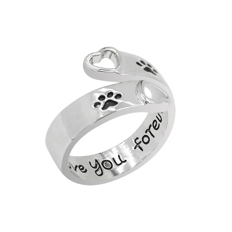 Женское кольцо в стиле хип хоп с надписью I Will Love You Forever|footprint ring|ring with letterforever love |