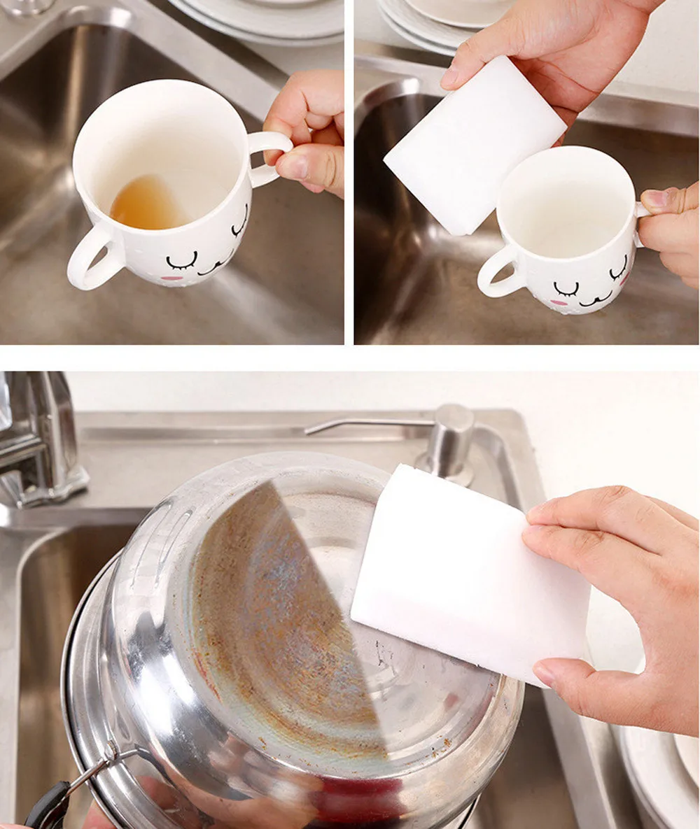 40/45 шт 100*60*20 мм белого меламина губка волшебная губка Ластик для кухня, ванная, офис принадлежность для чистки/мытья посуды Nano