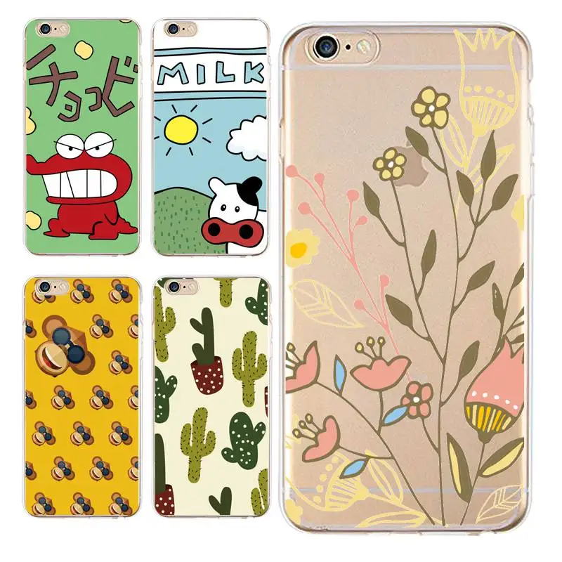 Flora Coque Soft Clear TPU Phone Case For iPhone 4/4s 5 5s 6 6plus 7 8plus x Luxury Cactus Painted Cow Free Shipping | Мобильные
