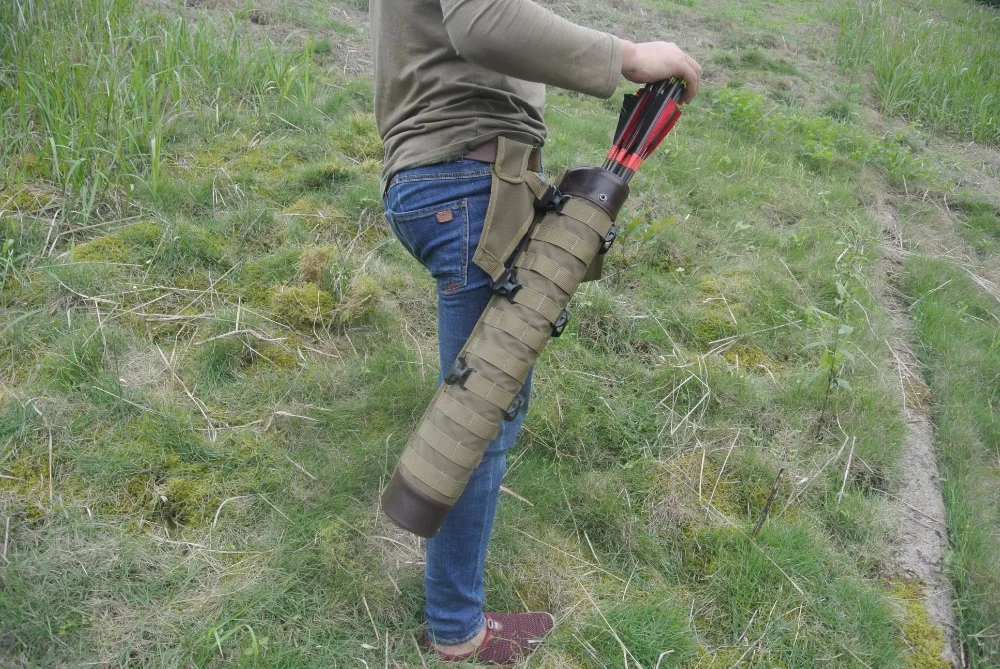 Seta de Couro Quiver com Sistema Bolsa para Caça Três Colortactical Toda Verdadeira Molle Arco 8 Cheap Arco e flecha
