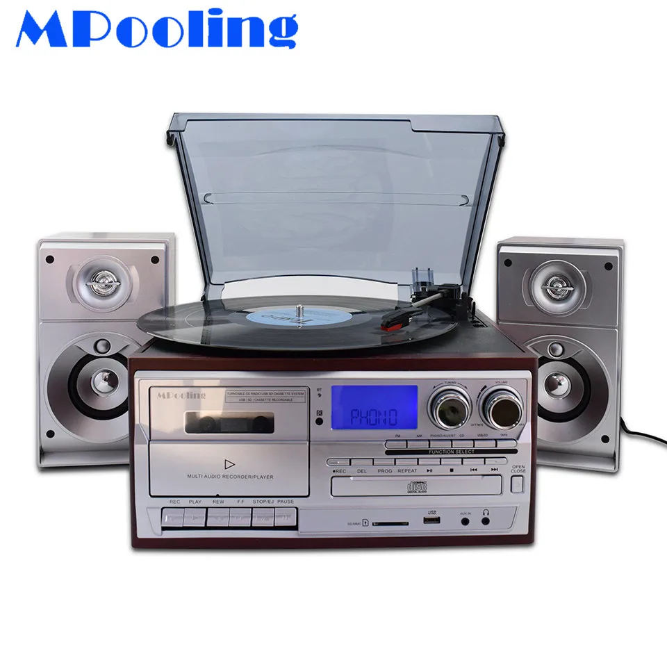 MPOOLING Vintage Retro Vinyl Record Turntable