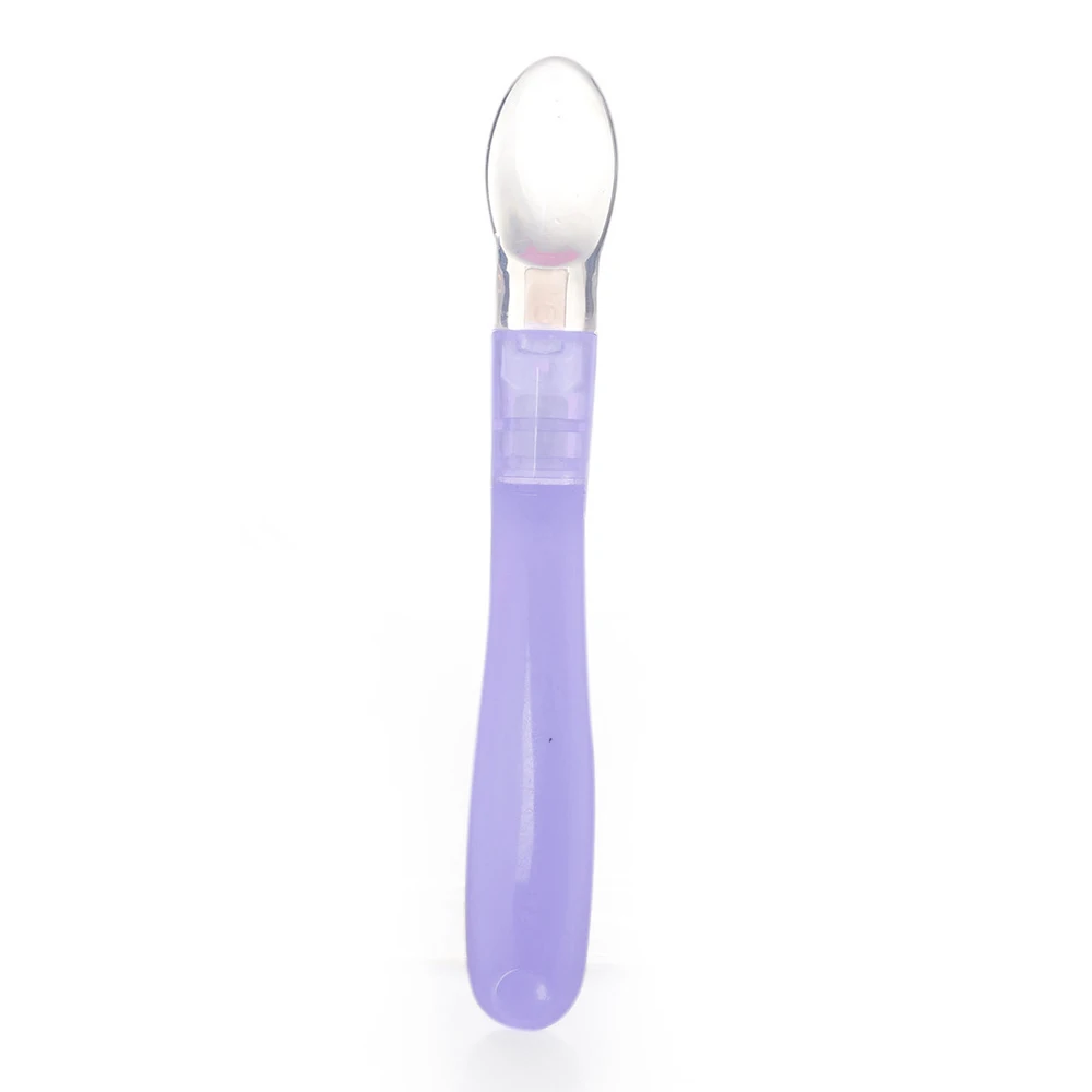 5 шт пластиковые ручки мягкий силиконовый детский ложка для кормления/Теплочувствительный симпатичная посуда
