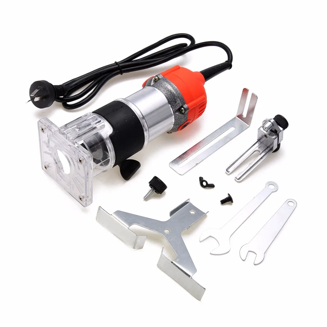 1 Set 6.35mm Diam Electric Hand Trimmer 800W 220V Wood Laminator Router Tool for Woodworking Drilling