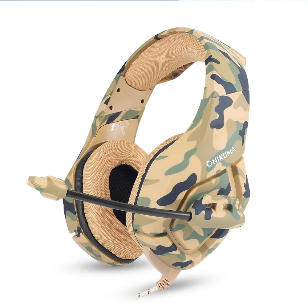 

Wired Headphones Camouflage Big Headphones ONIKUMA Game Professional E-sports PUBG Headphones with Converter light Headphones