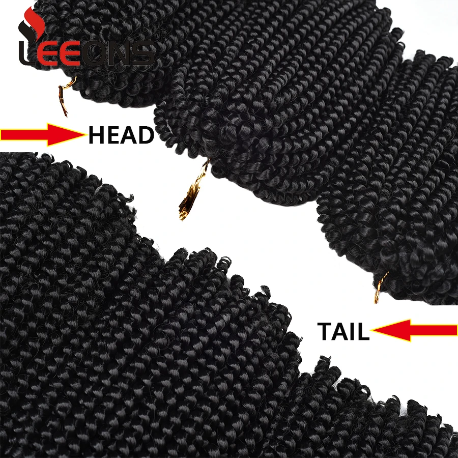 Leeons 30Roots/Pcs Curly Crochet Hair Extensions Spring Twist Hair Kinky Twist Braiding Hair Synthetic Hair For Braid 8 Inch