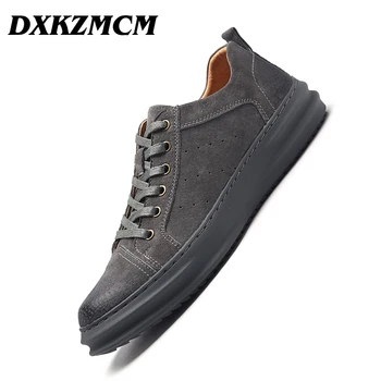 

DXKZMCM Male Shoes Adult Men Casual Shoes Loafers Men Footwear Quality Suede Leather Shoes Men Flats