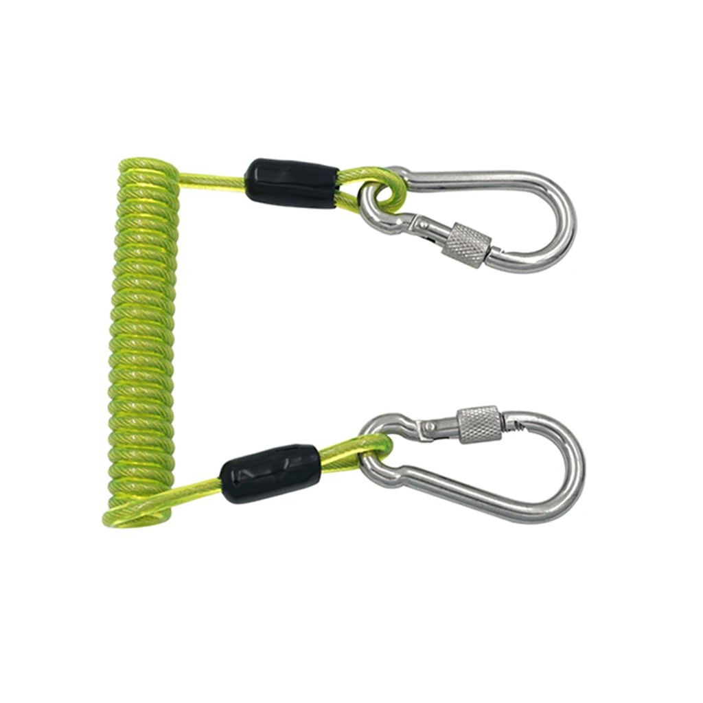 Stainless Steel Spiral Coil Lanyard Scuba Diving Underwater Emergency Carabiner Accessories for Diving Outdoor Climbing Colorful
