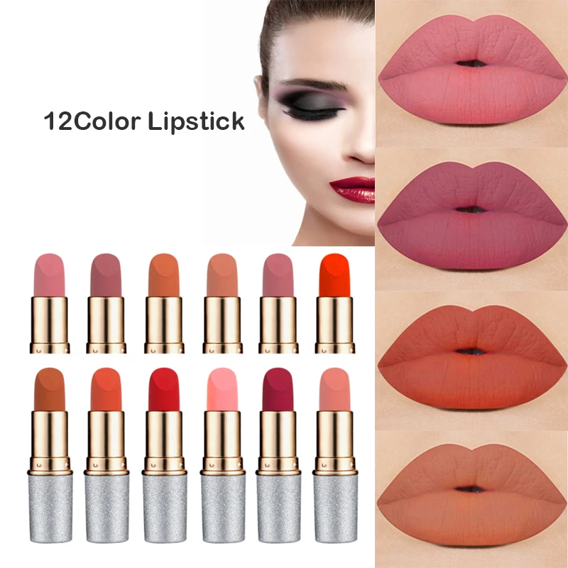 

2019 new 12 Color Matte Lipgloss Red Lipstick Moisturizer Lip Gloss Waterproof Brand Makeup Nude Lip Balm Cosmetic