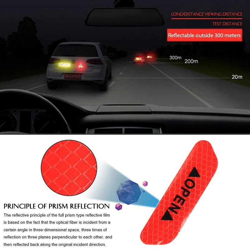 Rear Tail Auto Universal Warning Mark Safety Reflective Tape Car Door Stickers