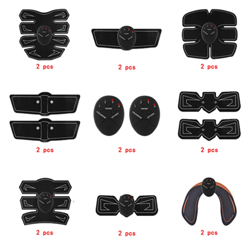 

2pc Fitness Slimming Machine EMS Replacement Part Muscle Stimulator Abdomen Leg Arm Neck Patch Slim Belt Rechargeable Black