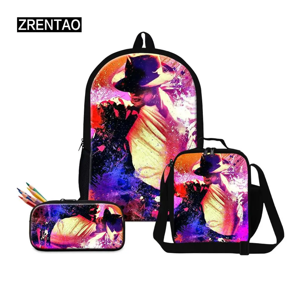 

Micheal Jackson MJ School Supplies Childrens 16Inch Backpack With Pencilbaglunchbox For Kindergarten Toddlers Baby Students Book