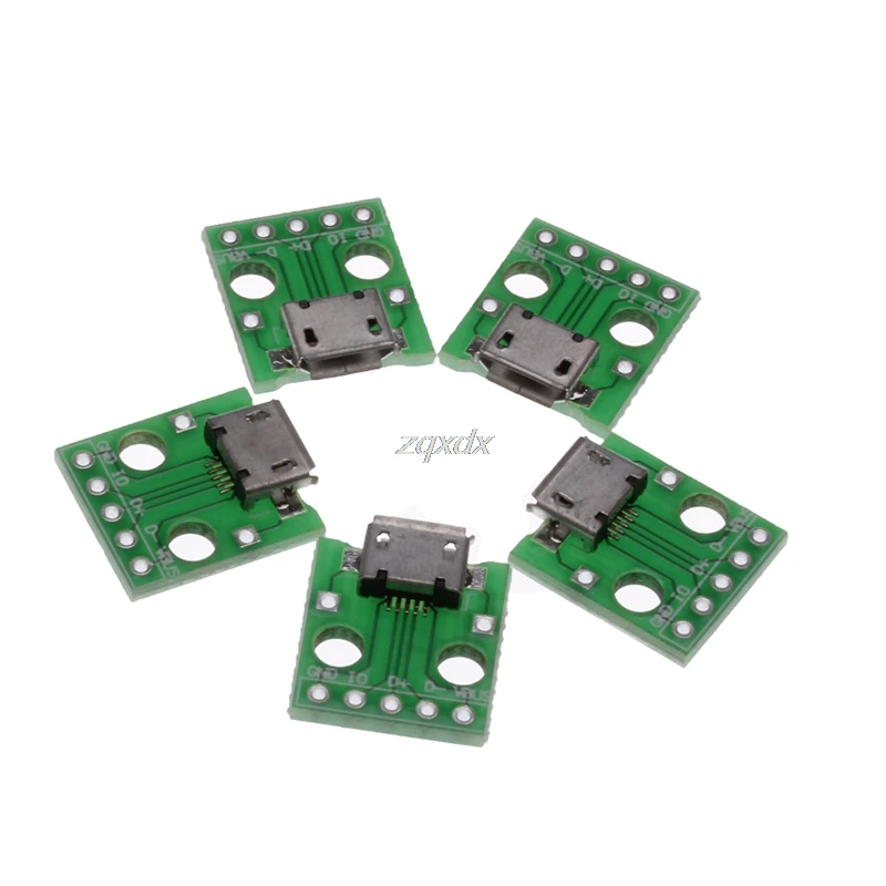 5X Новый Микро Женский USB DIP адаптер конвертер для 2 54 мм PCB платы питания новый