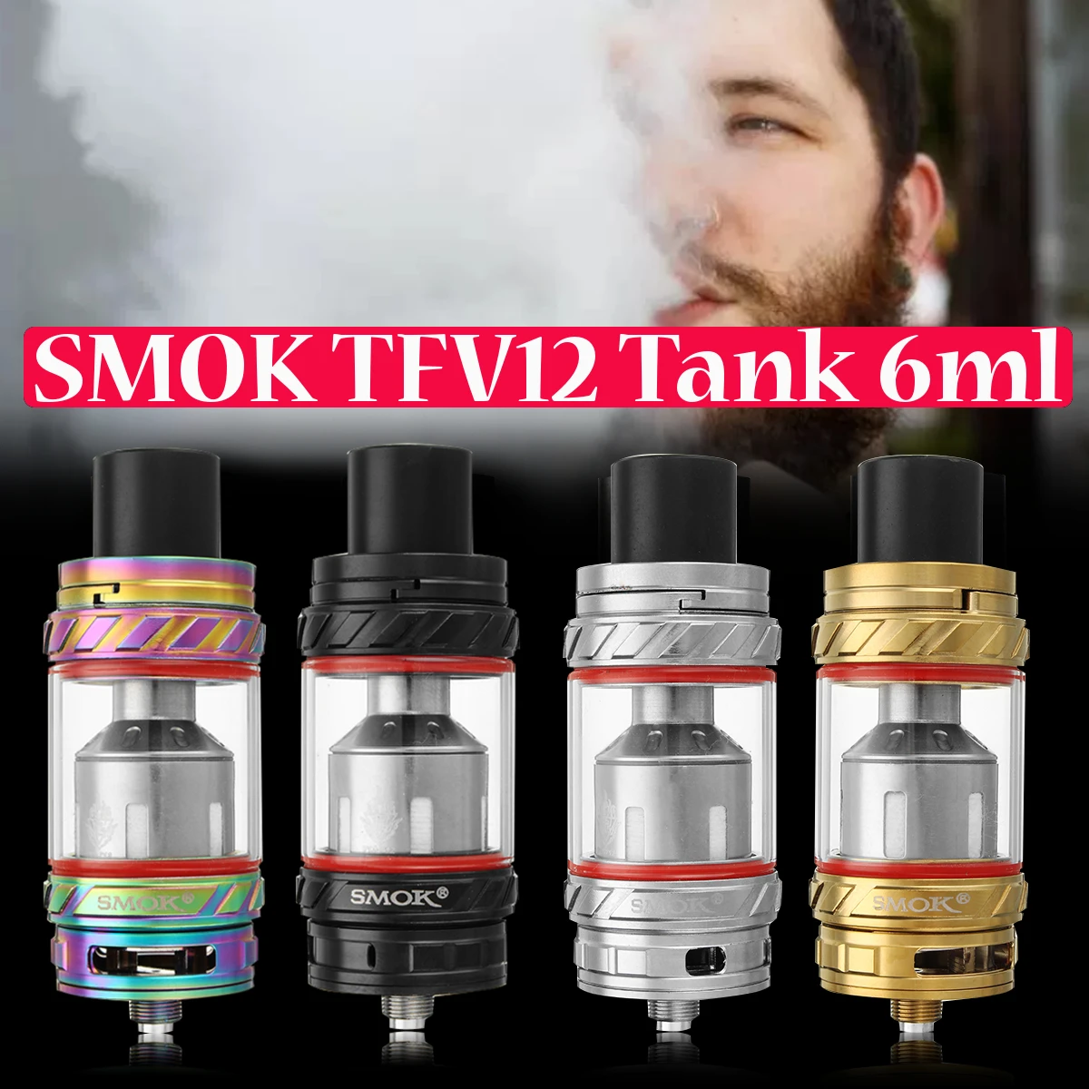 

SMOK TFV12 Cloud Beast-King Tank Vape 6ml Capacity 510 Drip-Tip Atomizer Single Kit Stainless Steel 27x70mm Detachable Structure
