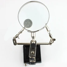 New 60mm 5X Third Hand Soldering Iron Stand Helping Clamp Vise Clip Tool Magnifying Glass wholesale Electronic Appliance Repair