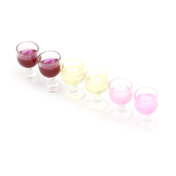 

2Pcs 1/12 Dollhouse Miniature Accessories Mini Red Wine Cup Simulation Furniture Wine Glass Goblet for Doll House Decoration