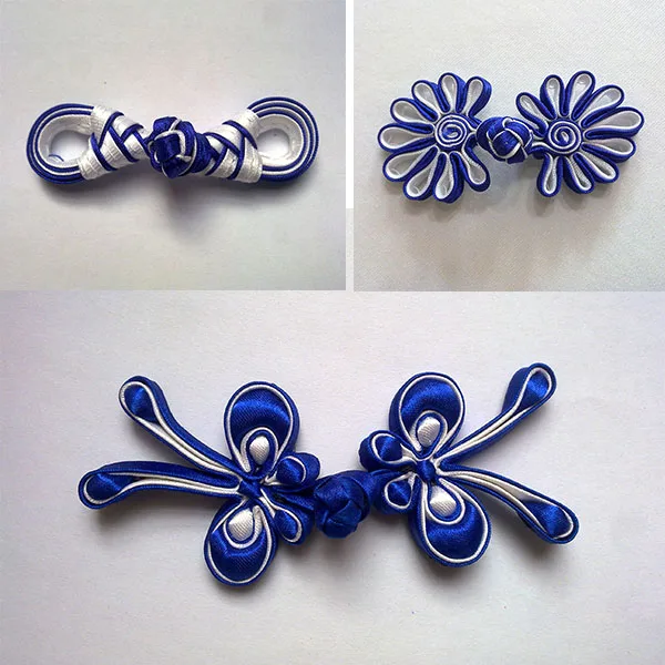 

10 Pairs 3.5 * 7 Cm Blue Plate Button Chinese Knot Button for Cheongsam Tang Suit Chinese Style Garment Accessories DIY