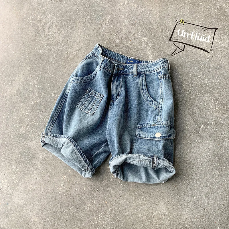 

Summer New Denim Shorts Men Fashion Solid Color Casual Shorts Man Streetwear Trend Wild Hip Hop Loose Short Jeans M-2XL