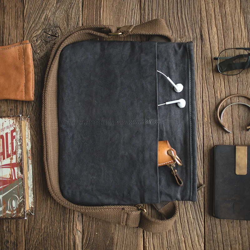

Maden Men’s Waxed Canvas Messenger Bag Travel School Work Tools Crossbody Bag