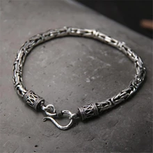 Genuine 100% Real Pure 925 Sterling Silver Men Bracelet Fashion Punk Style Thai Silver Bangle Bracelets Men Jewelry S Clasp pure silver 925 twisted cord weave bangle men women vintage cuff bracelet 6mm band 100% real sterling silver 925 handmande craft