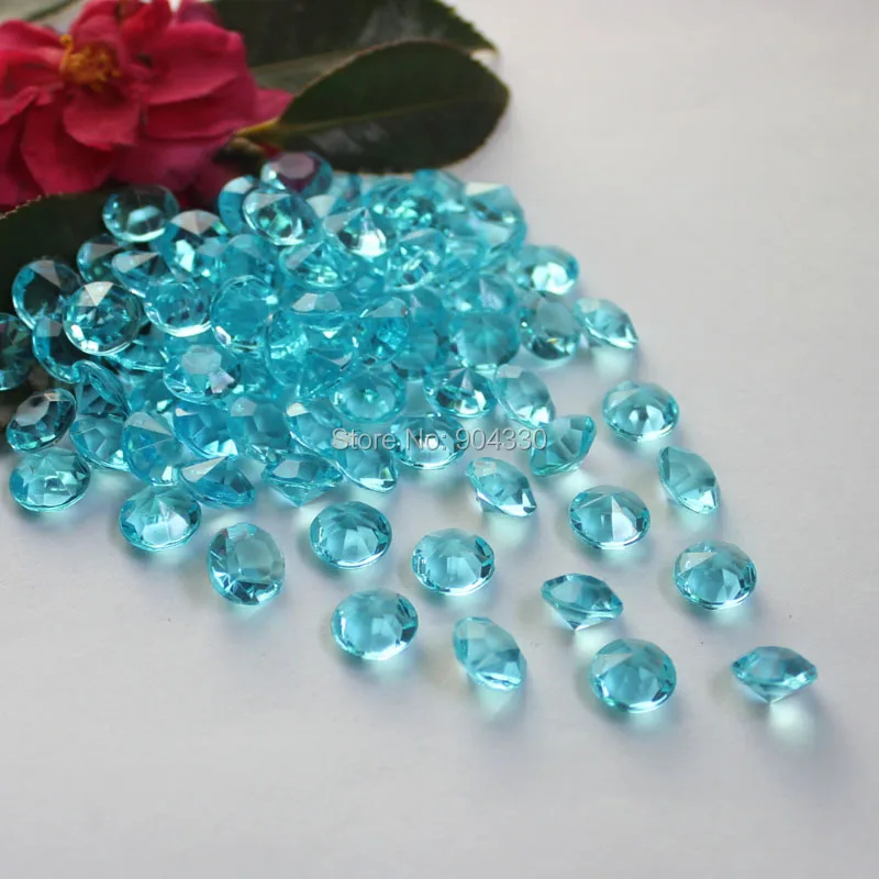 

Free Shipping LANZZAY 200pcs Aqua Blue 10mm 4 Carat Acrylic Diamond Confetti Wedding Party Decoration Crystals