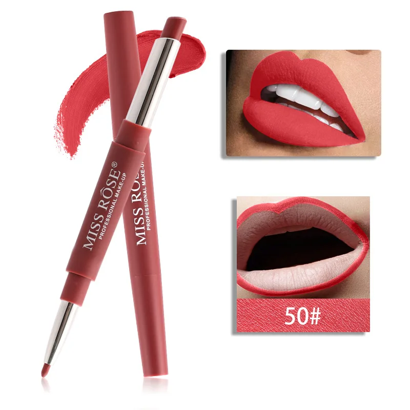 1Pcs Sexy Coral Red 20 Color Double-end Lip Makeup Lip Liner Waterproof Moisturizing Lipsticks Lasting Lip Pencil Cosmetic#02 - Цвет: 50