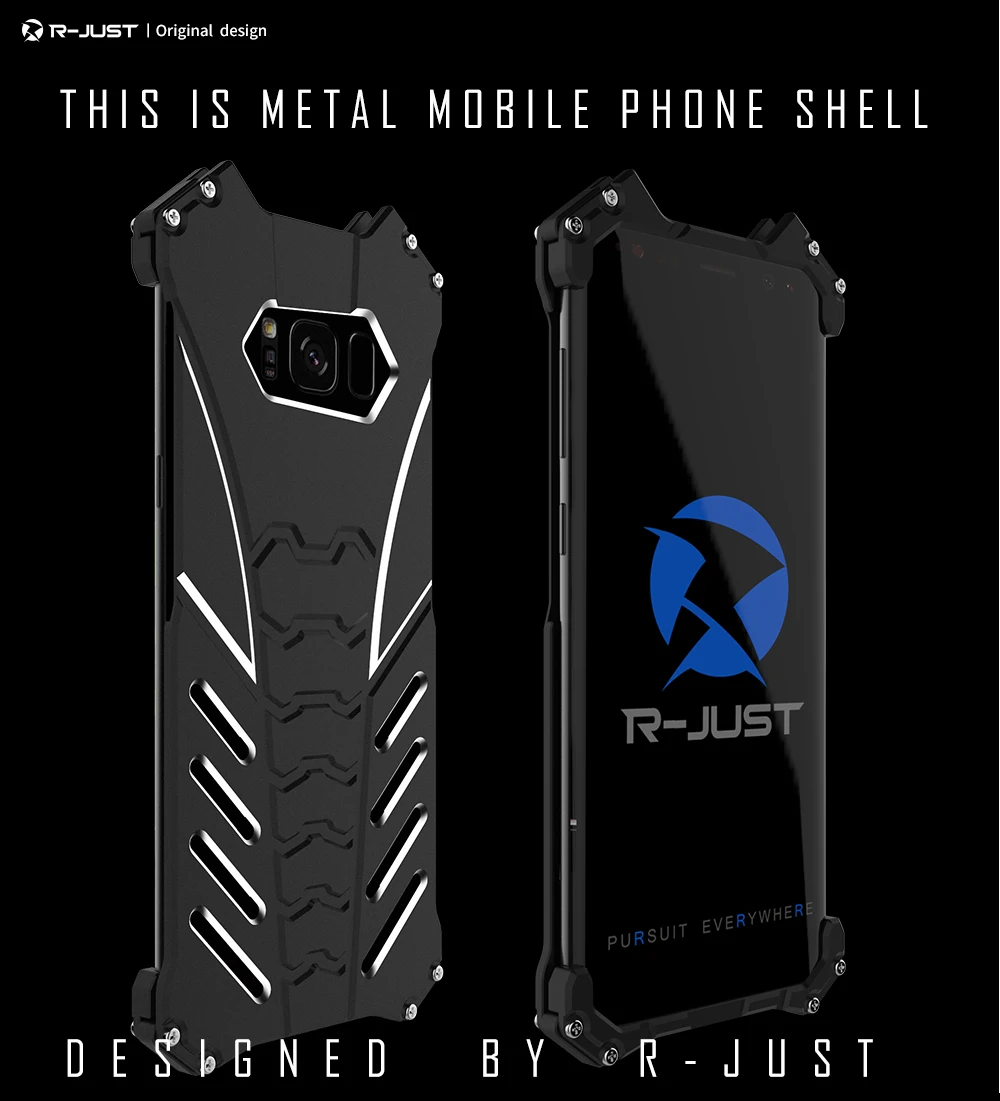 

R-just Batman Rugged Outdoor Metal Aluminum Shockproof Anti-scratch Kickstand Case Cover Frame For Samsung Galaxy S8 S8+ Plus
