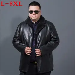 new big size8XL Winter Men Geniune Leather Jacket Male Lapel Cashmere Coat Men Sheepskin Warm Jacket Male Brand Top Quality Coat