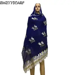 BM433 новый африканский женский шарф мусульманская вышивка женский большой хлопковый шарф для Шали Обертывания хлопковый мягкий шарф