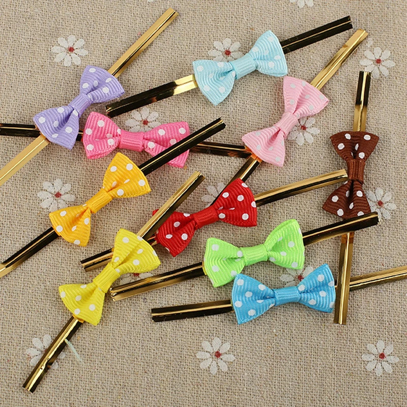 

20 Pcs Cute Metallic Twist Wire Tie Bowknot Polka Dot Ties Cookie Cake Tools Bag Gift Wrapping DIY Wedding Decoration Party Gift