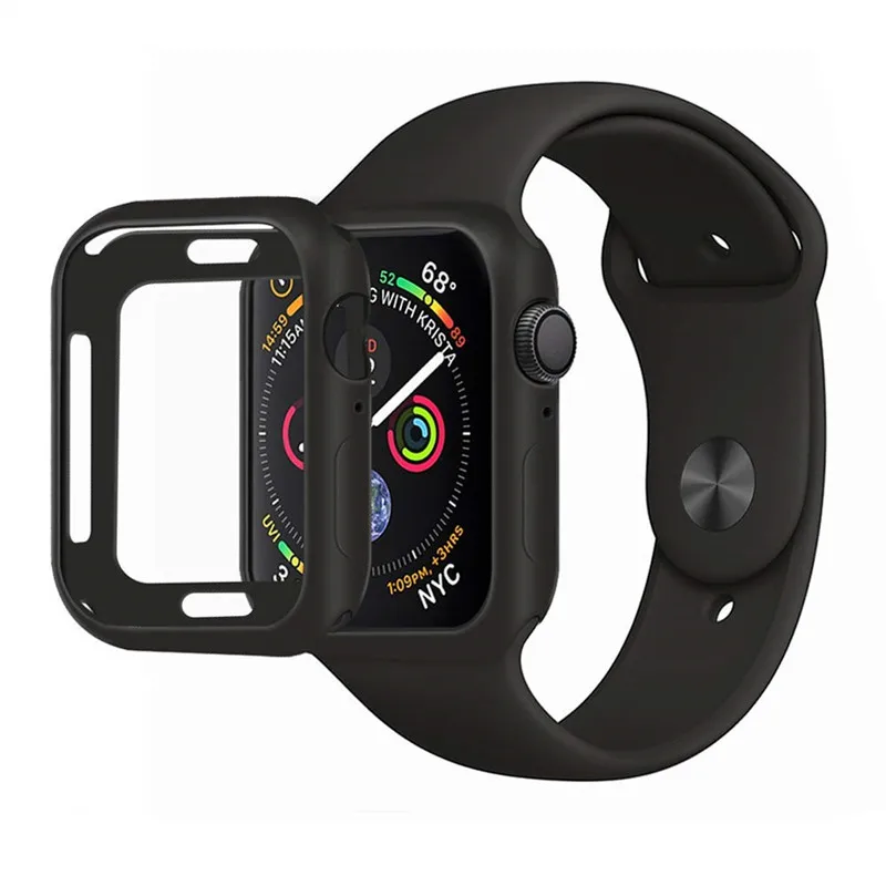 Чехол серии 3 42 мм 38 мм для Apple Watch Series 4 40 мм 44 мм чехол-протектор Ультратонкий Мягкий силиконовый защитный чехол для iWatch - Цвет: black 44mm