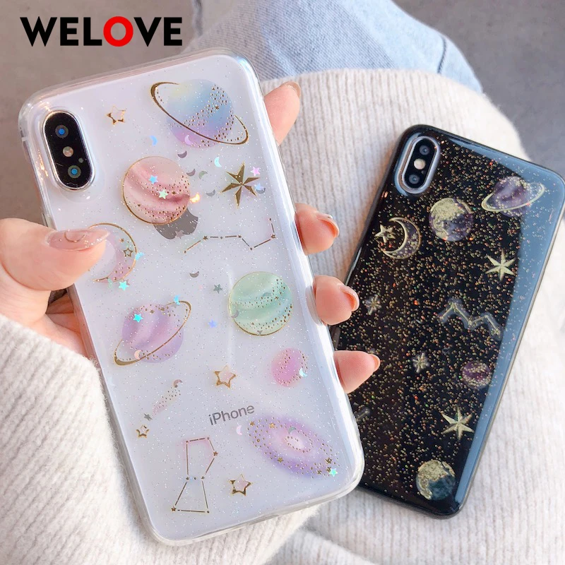 

New Space planet Moon phone case for iphone 6 6S 7 8 plus X Case Universe constellation star cover for for iphone XS Max XR XS