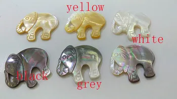 

5pcs Pearl shell Pendant - elephant white animal jewelry beads - mother of pearl beads supplies - mop beads - grey black yellow