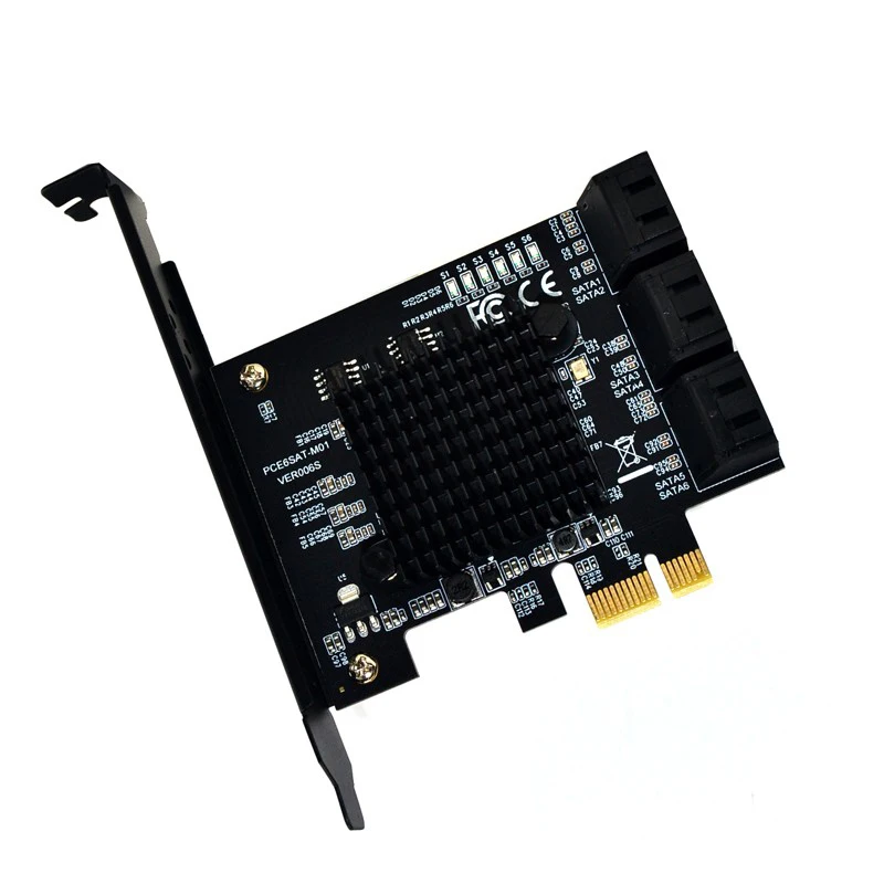 Горячая-для микросхемы Marvell 88Se9215 6 портов Sata 3,0 Для Pcie карты расширения Pci Express Sata адаптер Sata 3 конвертер с радиатором