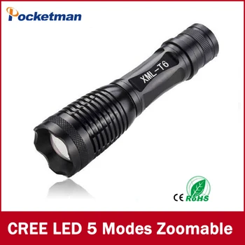 

led flashlight 2000 lumens 5 Mode xml t6 led Torch Zoom LED Flashlight Torch light lampe torche