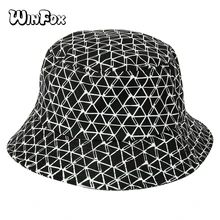 Winfox Новая модная черно-белая Клетчатая Кепка с покрывалом для мужчин и женщин хип-хоп Уличная Спортивная Дамская пляжная шляпа Солнцезащитная рыболовная Панама Шляпы