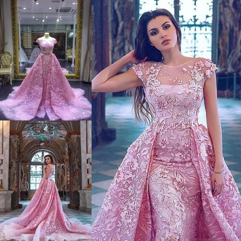 Luxe roze mermaid prom jurken met afneembare trein kant geappliceerd formele avondjurken libanon charmante prom party dress Luxe roze mermaid prom jurken met afneembare trein kant geappliceerd formele avondjurken libanon charmante prom party dress