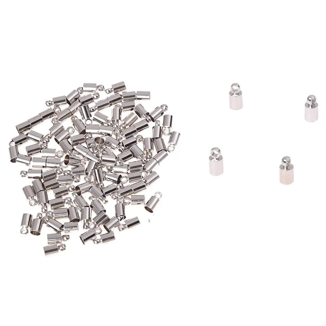 100 X Silver Tone Jewelry Finding End Caps Beads 8x4mm HOTcaps beads