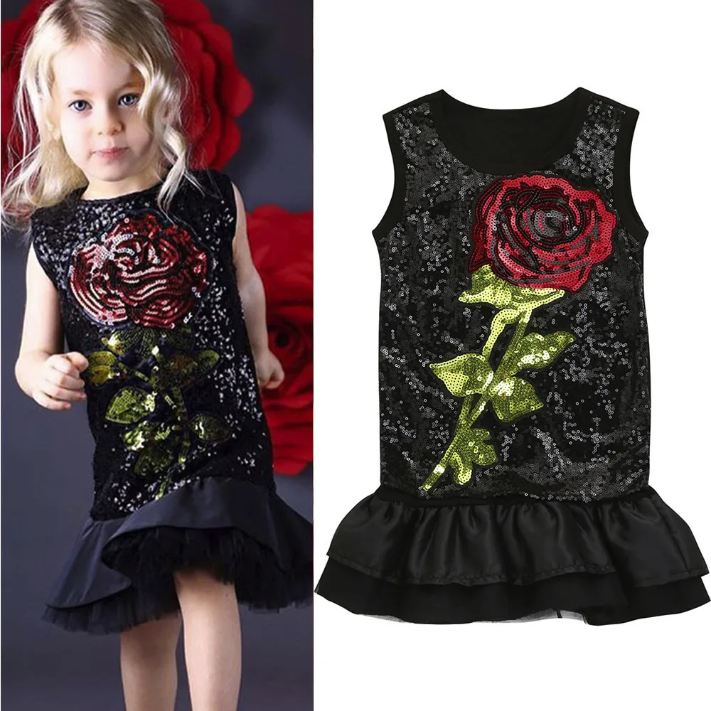 NEW 0 3 Years Old Baby Girls Infant Dress Kids Sundress Sequins Flower Clothes Princess Sequins