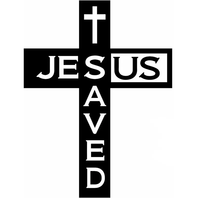 

13.5CM*17.8CM Jesus Saved Us Car Truck Boat Window Vinyl Decal Sticker JDM Car Creative Sticker Decoration Black Sliver C8-0924