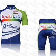 2012 ANDALUCIA TEAM BLUE с коротким рукавом Vélo Лето Велоспорт одежда ROPA CICLISMO+ шорты BIB 3D гель колодок