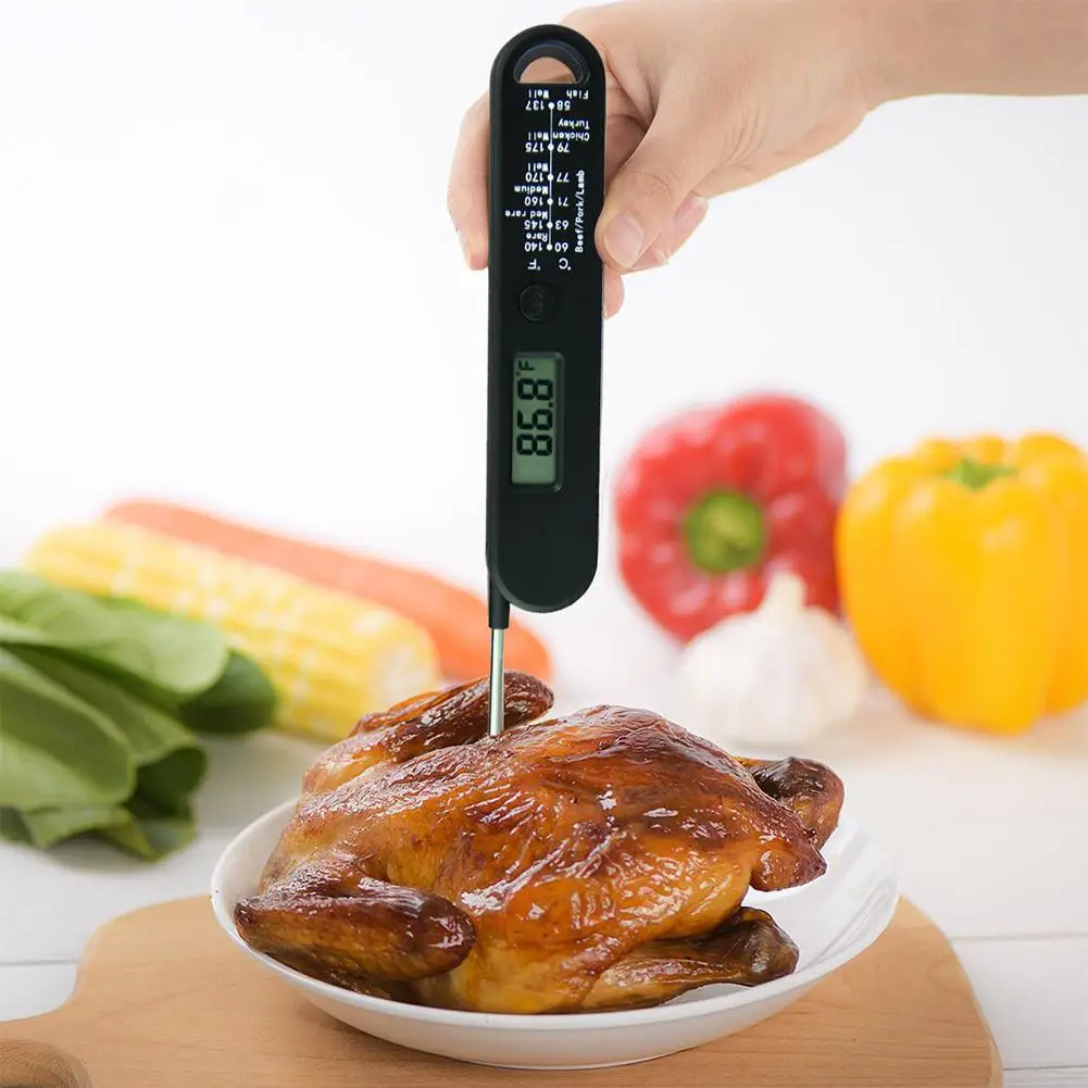 

None Foldable Food Electronic Thermometer Probe Barbecue Thermometer for Home Kitchen