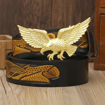 

Luxury Brand Eagle Genuine Leather Men Belt 2019 Cinturones Para Hombre Designer Punk Belt Dropshipping Harujuku Mens Belt
