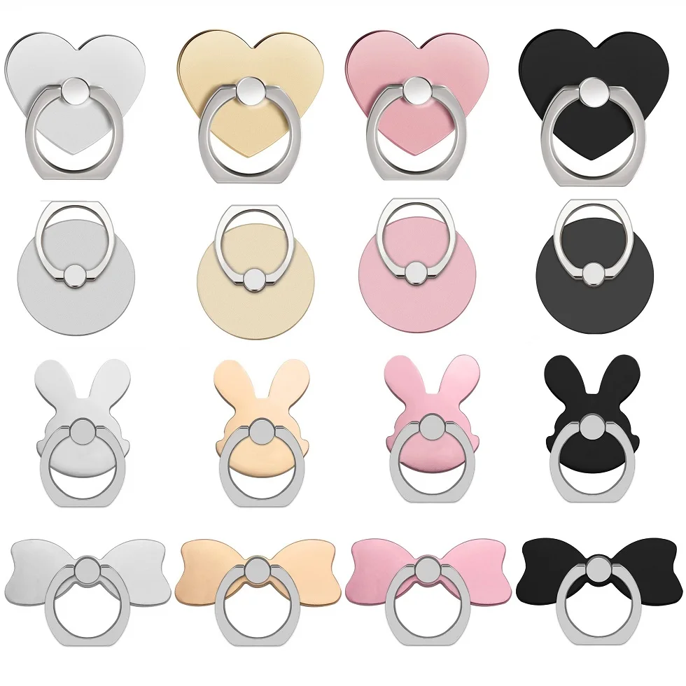 360 Rotate Finger Ring Holder Mobile Stand for Iphone Samsung Support Finger Bracket Mount Grip Cute Cartoon Heart Rabbit Bunny
