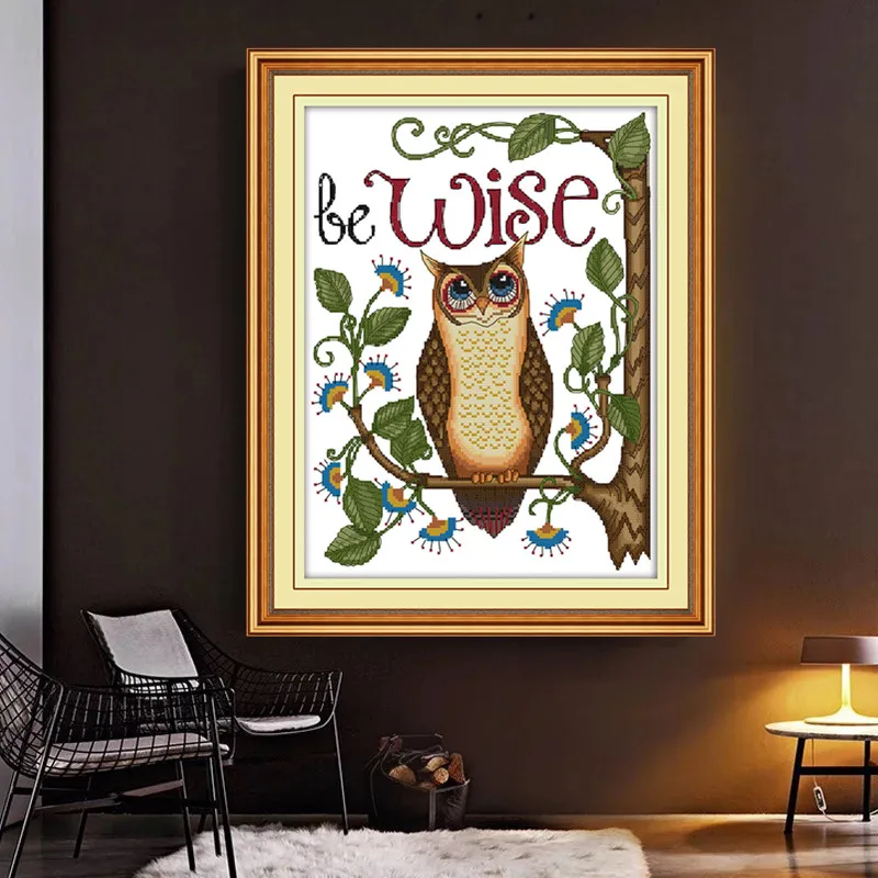 Owl Printed Canvas Cross Stitch Kit Home Decorative Paintings 11CT