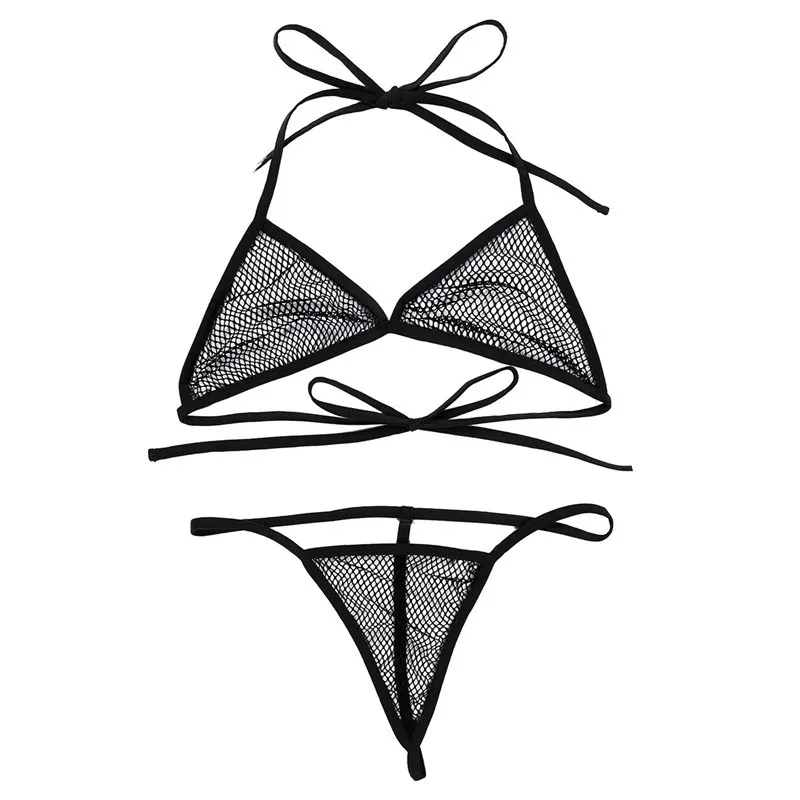 Women See-through Bikini Swimsuit Bra Top with G-string Thongs Briefs ...