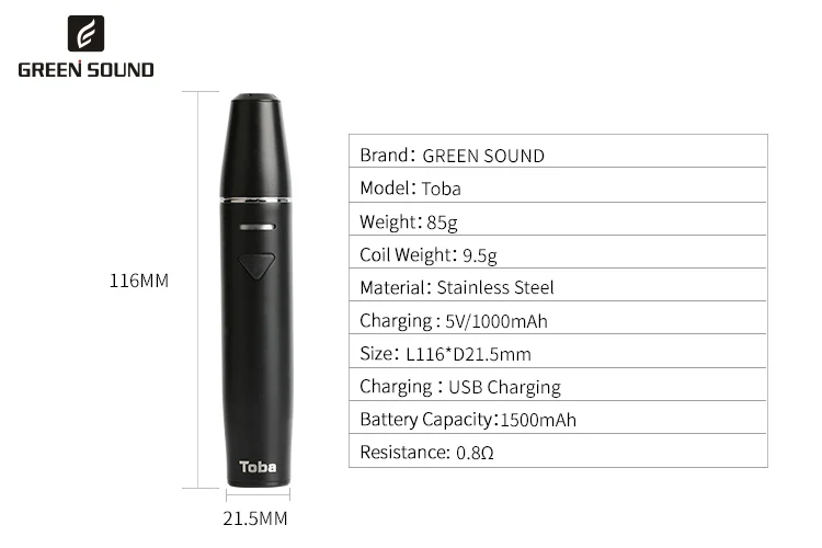 GreenSound TOBA ICOS with replace coil vape pen 1500mah Electronic cigarette vaporizer kit vaper cigarettes for vapor hookah