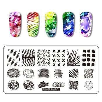 

12.5*6.5cm Dot Stripe Design Rectangle Nail Art Stamp Template Image Plate With White Pad