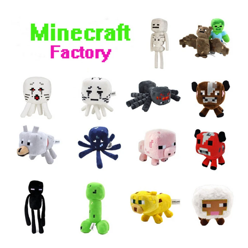 15 Estilos 16-26 cm Brinquedos de Pelúcia Minecraft Creeper Enderman Minecraft Steve Zombie Lobo Sketelon Aranha de Pelúcia Brinquedos de Pelúcia para As Crianças
