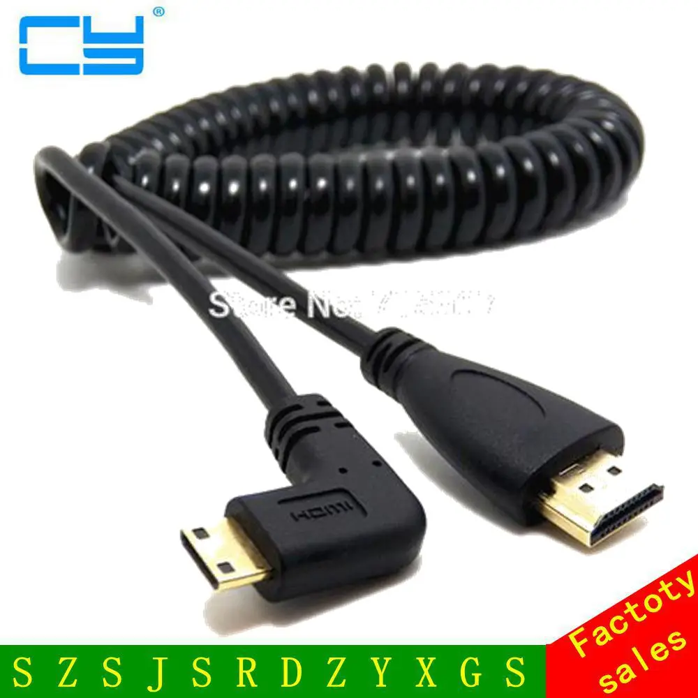

HDMI Male to Mini HDMI Spring Curl Coiled Cable V1.4 3D for Sony Canon Camcorder
